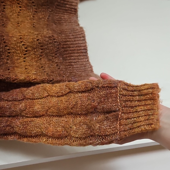 Knox Rose Brown/Red/Tan Gradient Open Knit Pullover Sweater, Sz XS - Picture 3 of 9